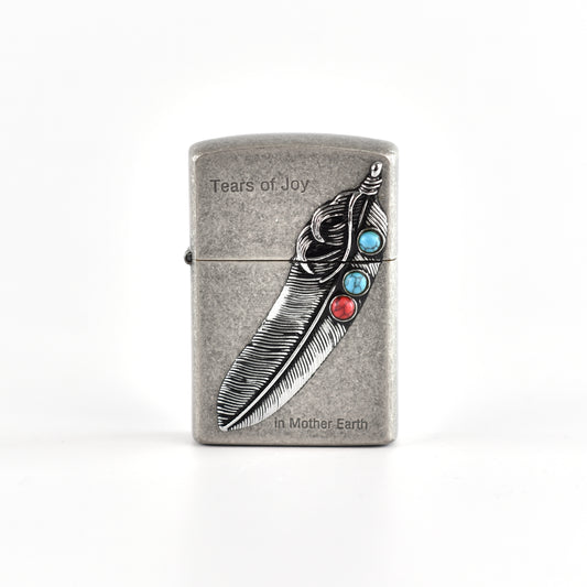 Turquoise Feather Vintage Lighter